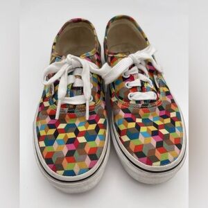 Vans Authentic (3D Check)  Multi-color Checkered Skate Shoes Size 3 Kids